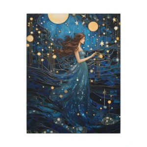 Woman Among Moons and Stars Canvas Print