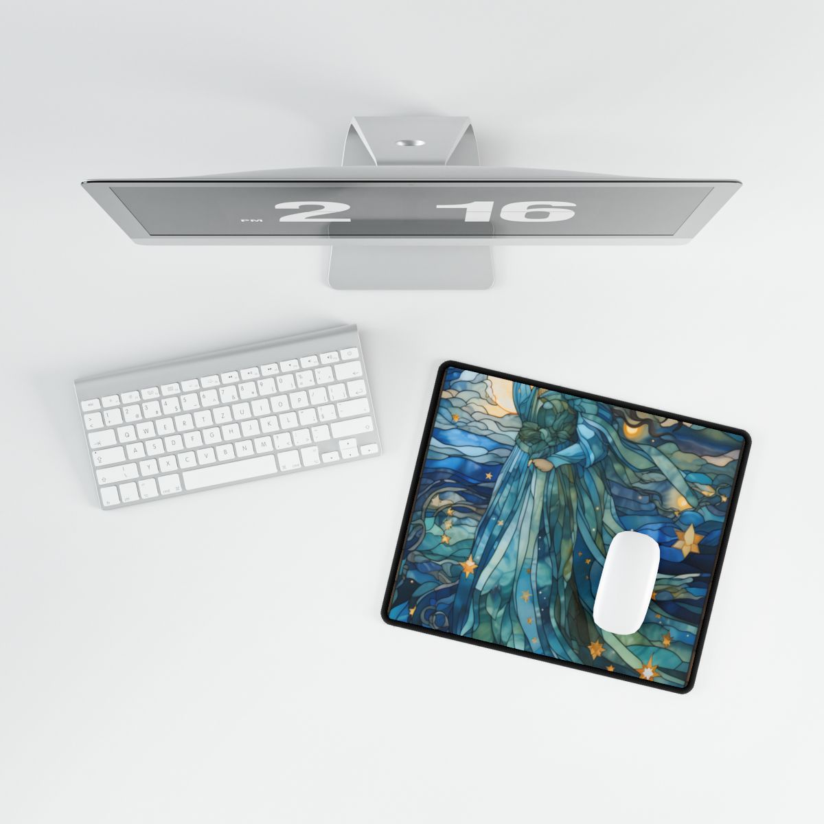 Medieval Stained Glass Art: A Colorful Church Window Piece - Desk Mat