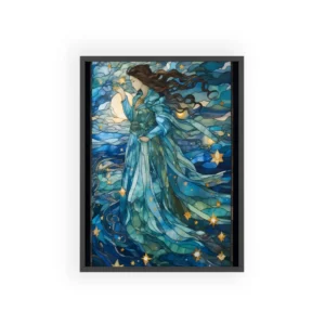 Woman in Blue Night Sky Framed Poster