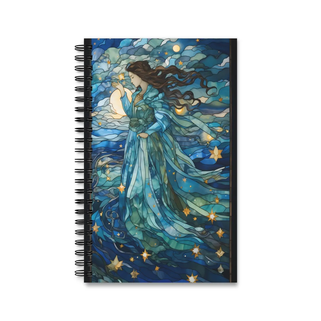 Medieval Stained Glass Art: A Colorful Church Window Piece - Spiral Notebook