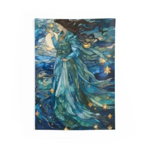 Woman in Blue Night Sky Wall Tapestry
