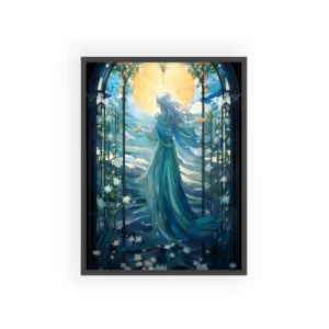 Woman in Stained Glass Window Framed Poster