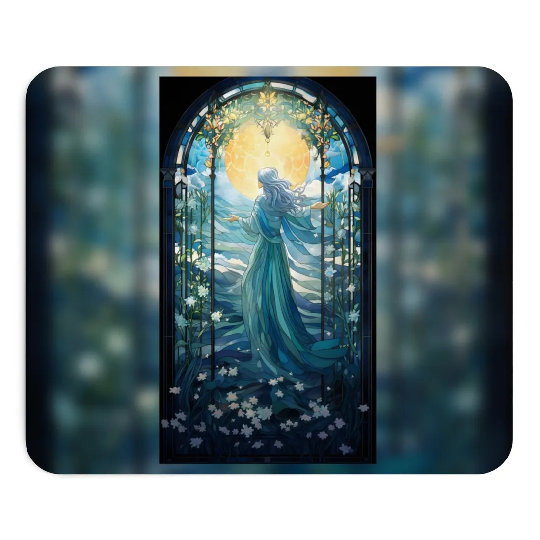 Medieval Stained Glass Art: Intricate Gothic Window Design - Mouse Pad