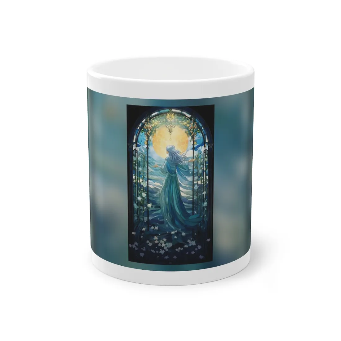 Medieval Stained Glass Art: Intricate Gothic Window Design - Mug