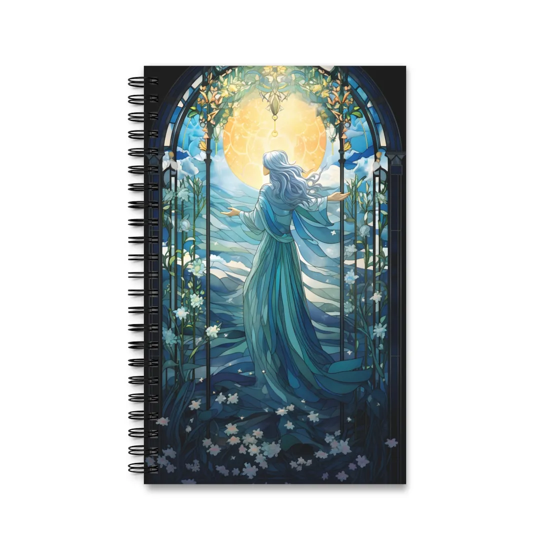 Medieval Stained Glass Art: Intricate Gothic Window Design - Spiral Notebook