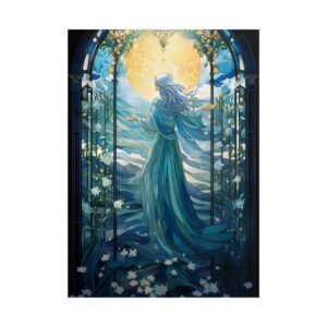 Woman in Stained Glass Window Poster