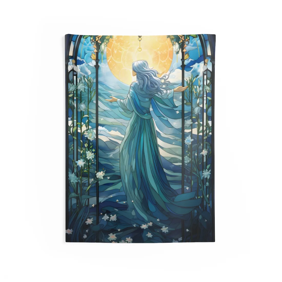 Medieval Stained Glass Art: Intricate Gothic Window Design - Wall Tapestry