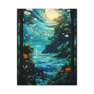Moon over Rocky Shore Canvas Print
