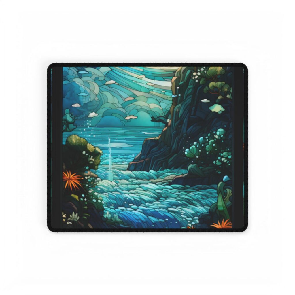 Medieval Stained Glass Church Art: Vibrant Religious Figures - Desk Mat