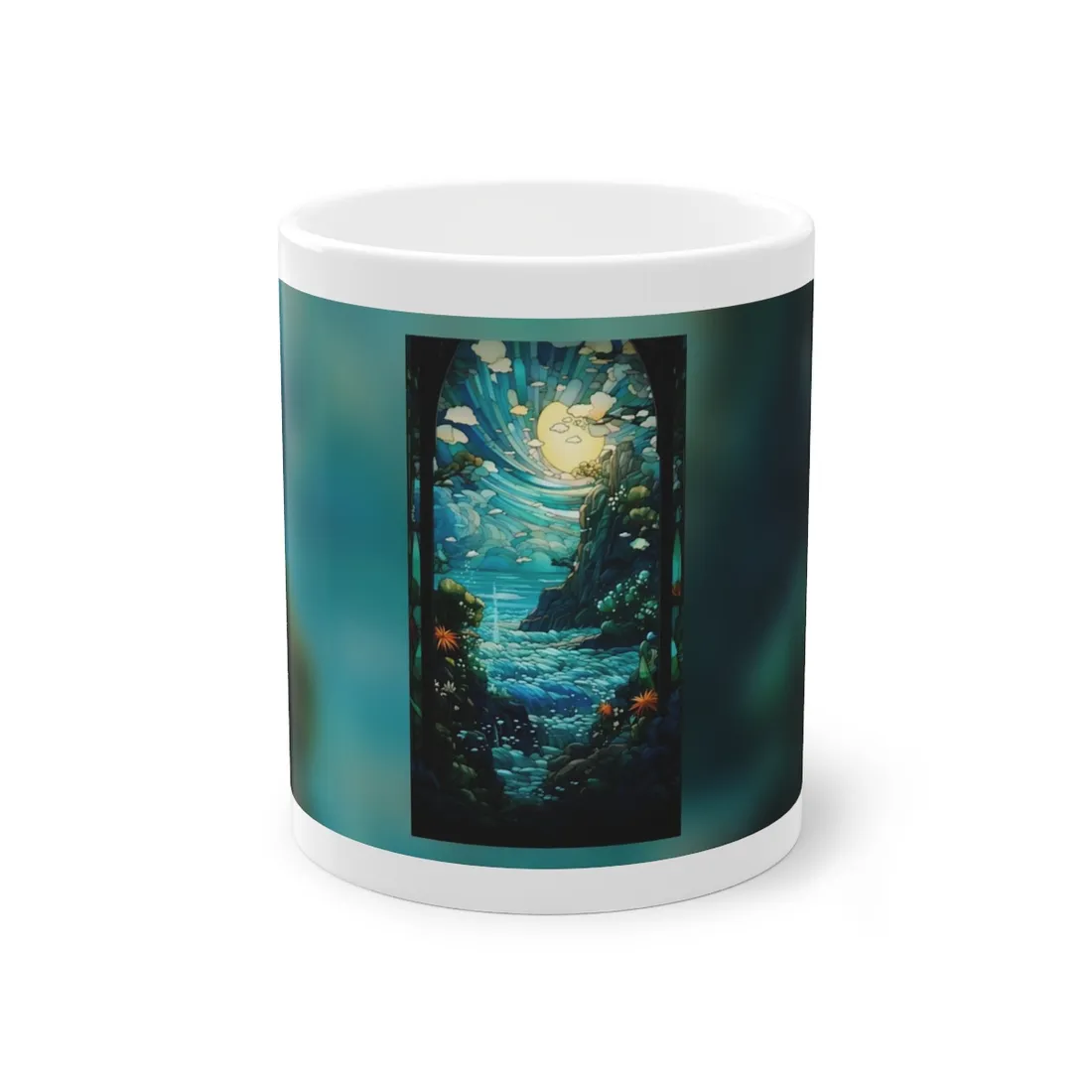 Medieval Stained Glass Church Art: Vibrant Religious Figures - Mug