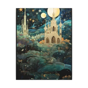 Castle Under a Starry Night Canvas Print