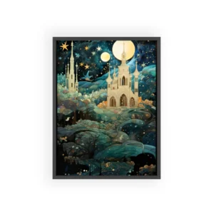 Castle Under a Starry Night Framed Poster