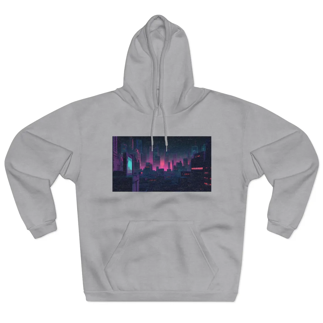 Melancholic Cyberpunk City: Nighttime Scene Digital Art - Hoodie