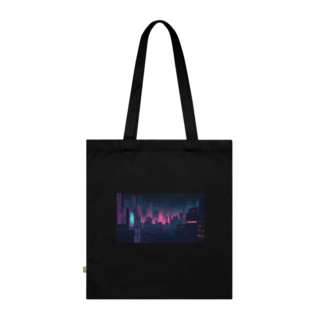 Melancholic Cyberpunk City: Nighttime Scene Digital Art - Tote Bag