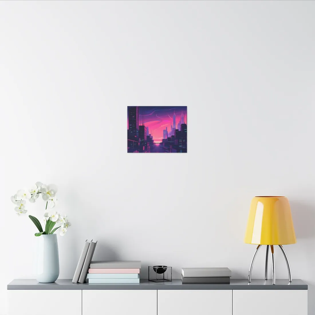 Melancholic Cyberpunk Cityscape: Neon Night Digital Art - Canvas
