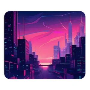 Neon Dusk Cityscape Mouse Pad