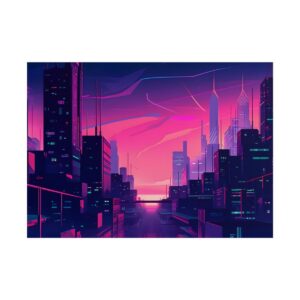 Neon Dusk Cityscape Poster