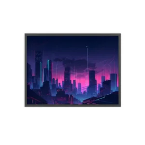 Purple Dusk City Skyline Framed Poster