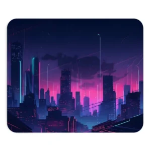 Purple Dusk City Skyline Mouse Pad
