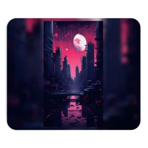 Neon Moonlit Metropolis Mouse Pad