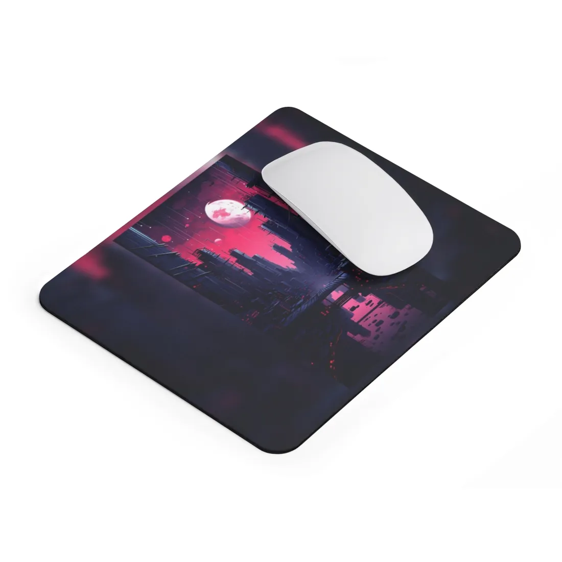 Melancholic Cyberpunk Cityscape: Nighttime - Mouse Pad