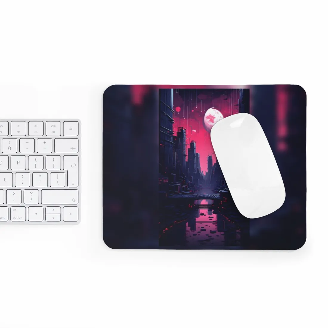Melancholic Cyberpunk Cityscape: Nighttime - Mouse Pad