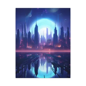 Blue City Skyline Reflection Canvas Print