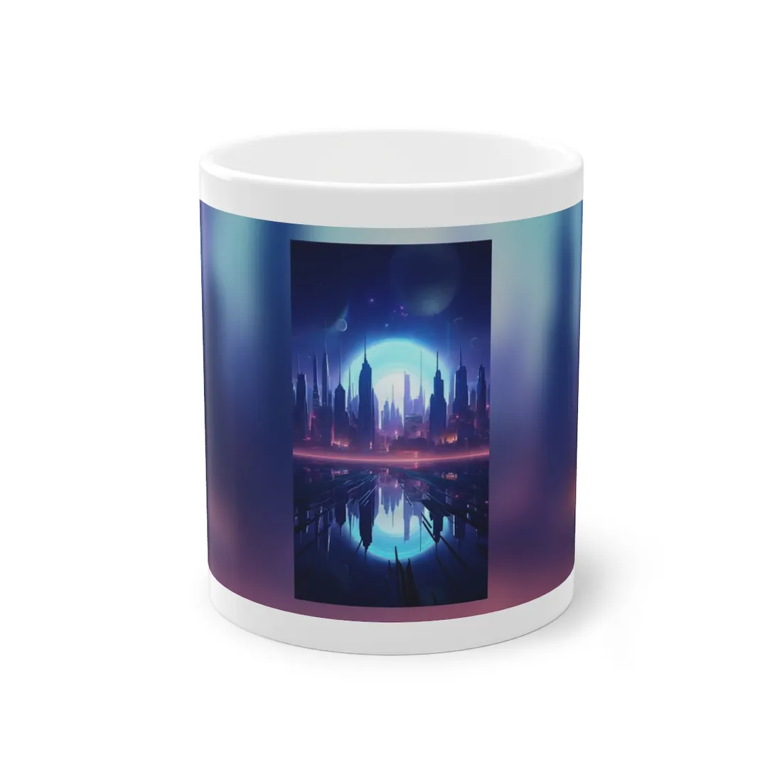 Melancholic Cyberpunk Night: Dark Cityscape Digital Art - Mug
