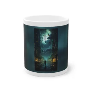Silhouette Walking on Wet Bridge Mug
