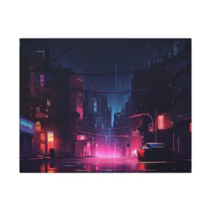 Parked Car on Night Street Canvas Print