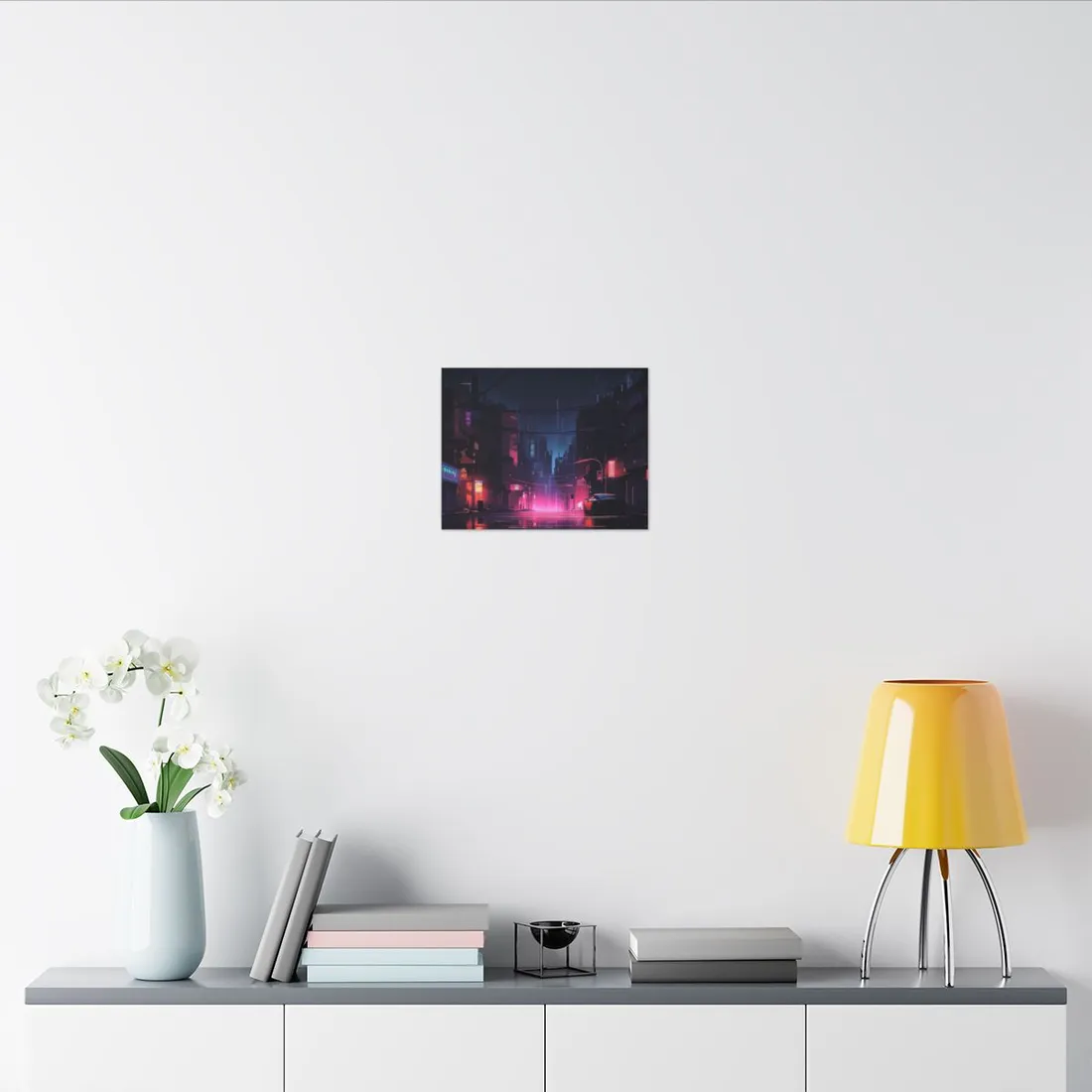 Melancholic Night: A Cyberpunk Urban Landscape - Canvas