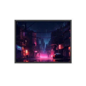 Parked Car on Night Street Framed Poster