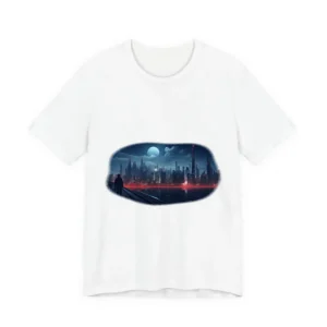 Melancholic Night: A Solo Figure in Cyberpunk Cityscape T-Shirt