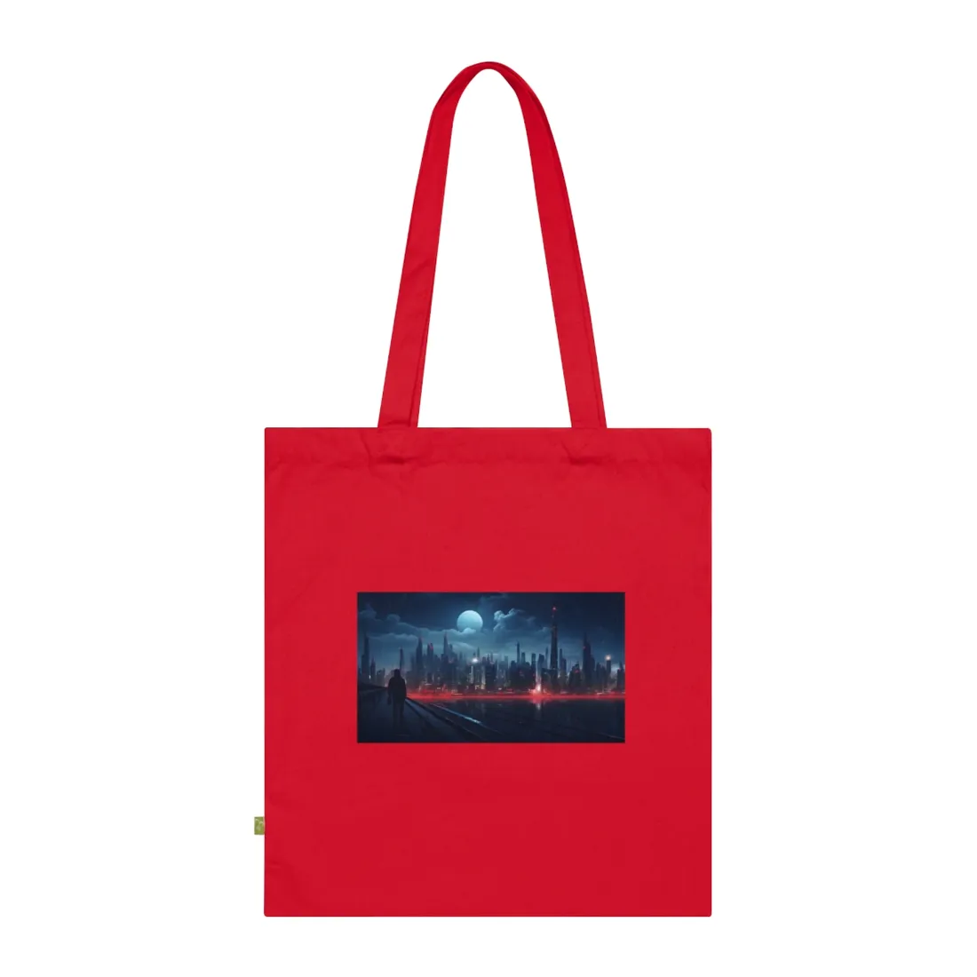 Melancholic Night: A Solo Figure in Cyberpunk Cityscape - Tote Bag