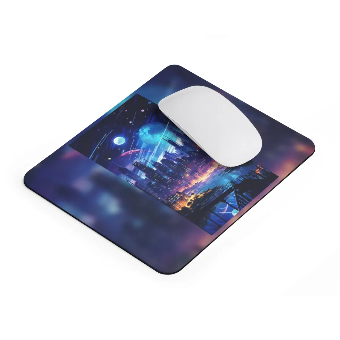 Melancholic Night: Cyberpunk Cityscape - Mouse Pad