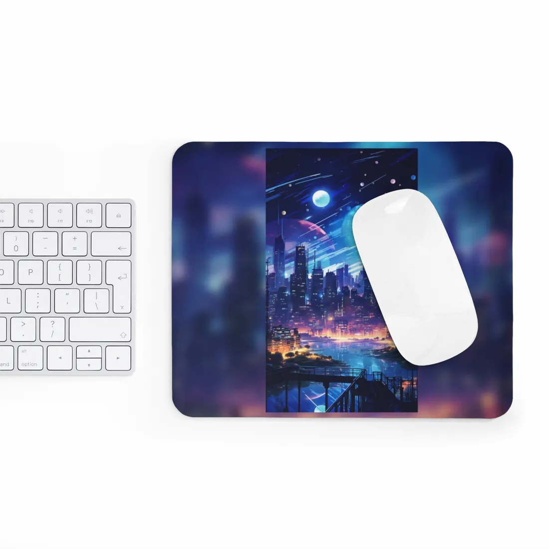 Melancholic Night: Cyberpunk Cityscape - Mouse Pad