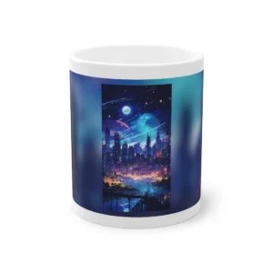 Futuristic City Night Skyline Mug