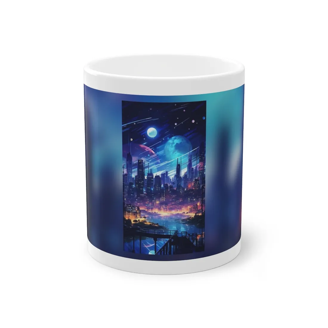 Melancholic Night: Cyberpunk Cityscape - Mug