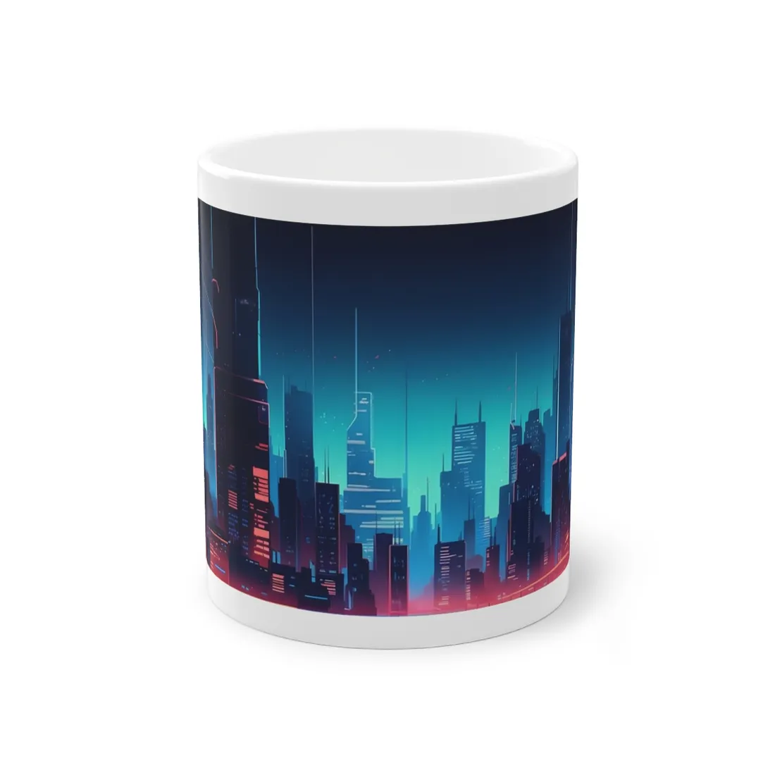 Melancholic Night Cyberpunk Cityscape: Neon Dreams Digital Art - Mug