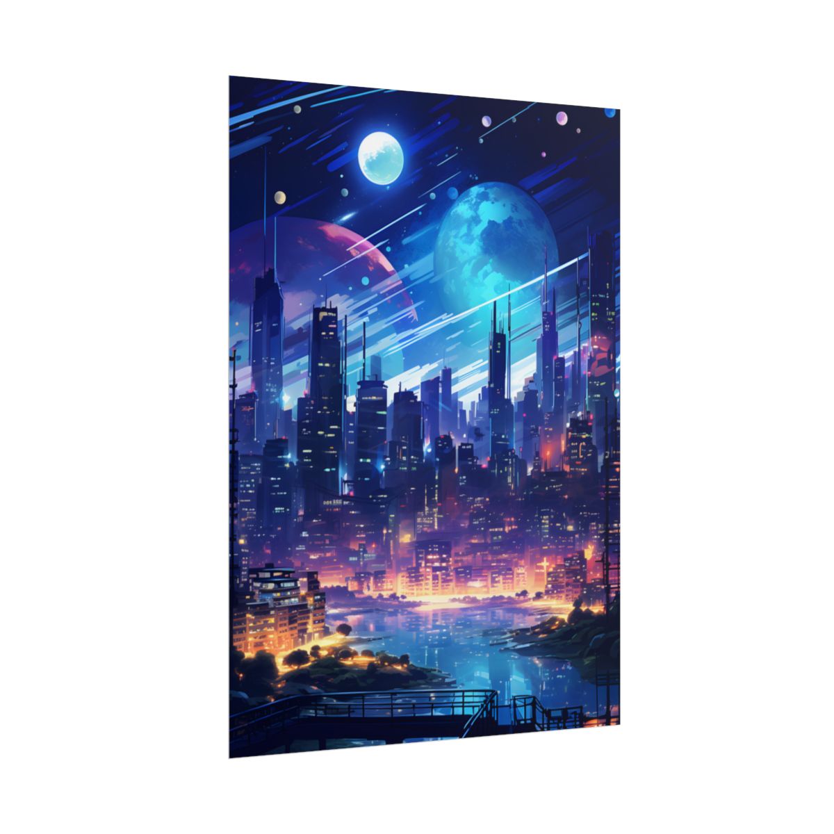 Melancholic Night: Cyberpunk Cityscape - Poster