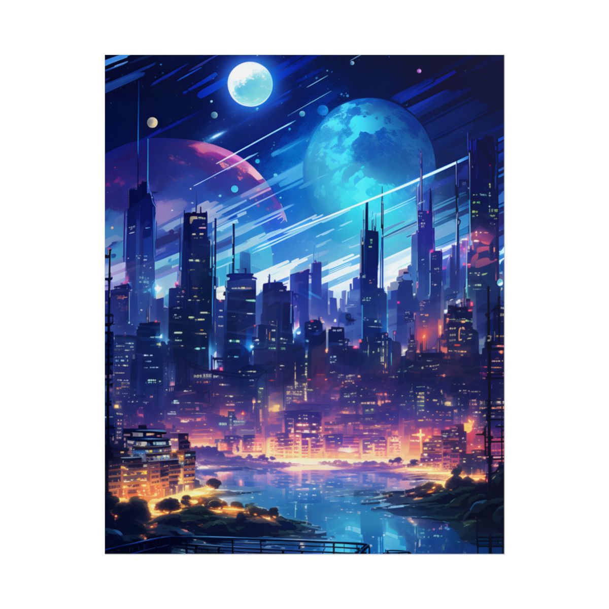 Melancholic Night: Cyberpunk Cityscape - Poster