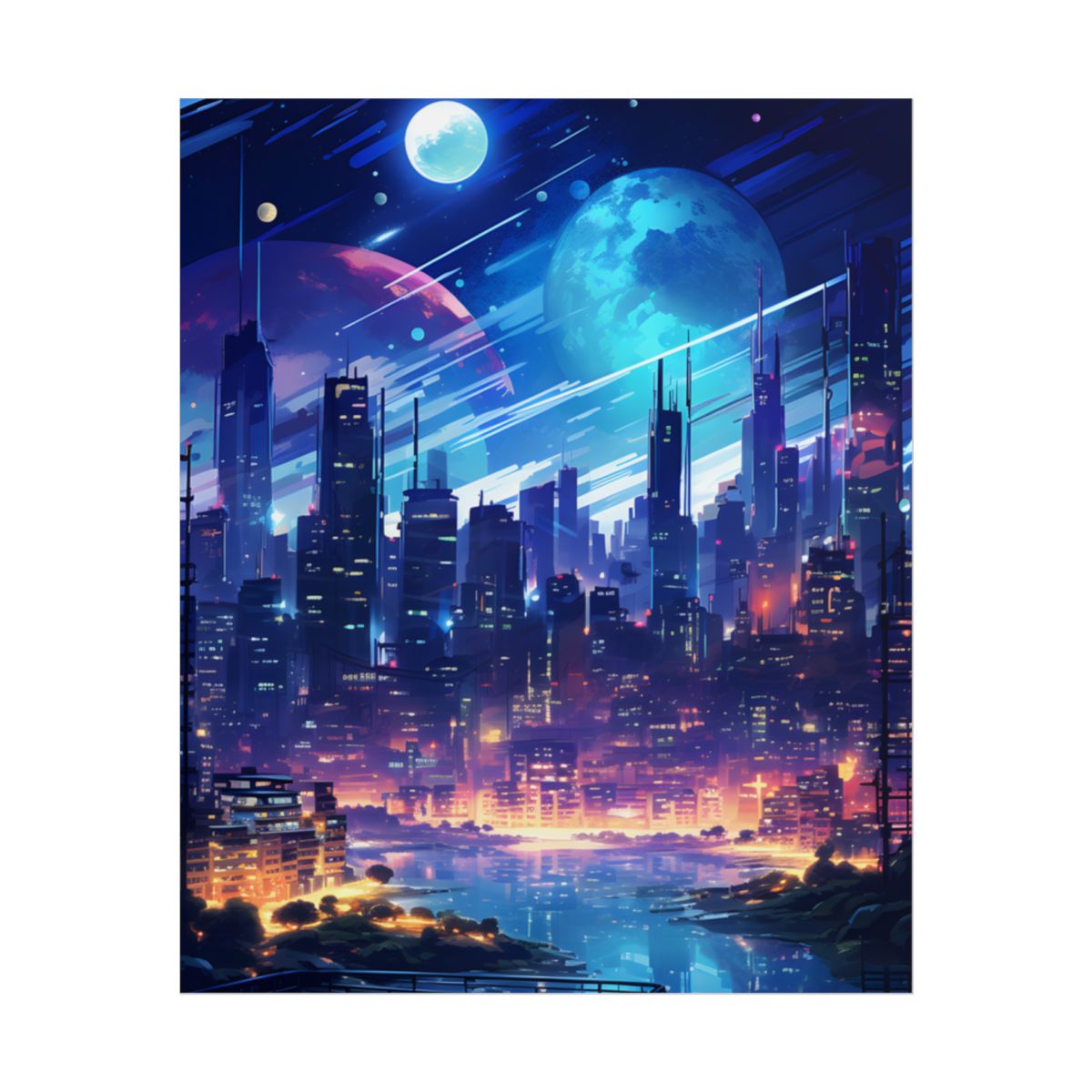 Melancholic Night: Cyberpunk Cityscape - Poster