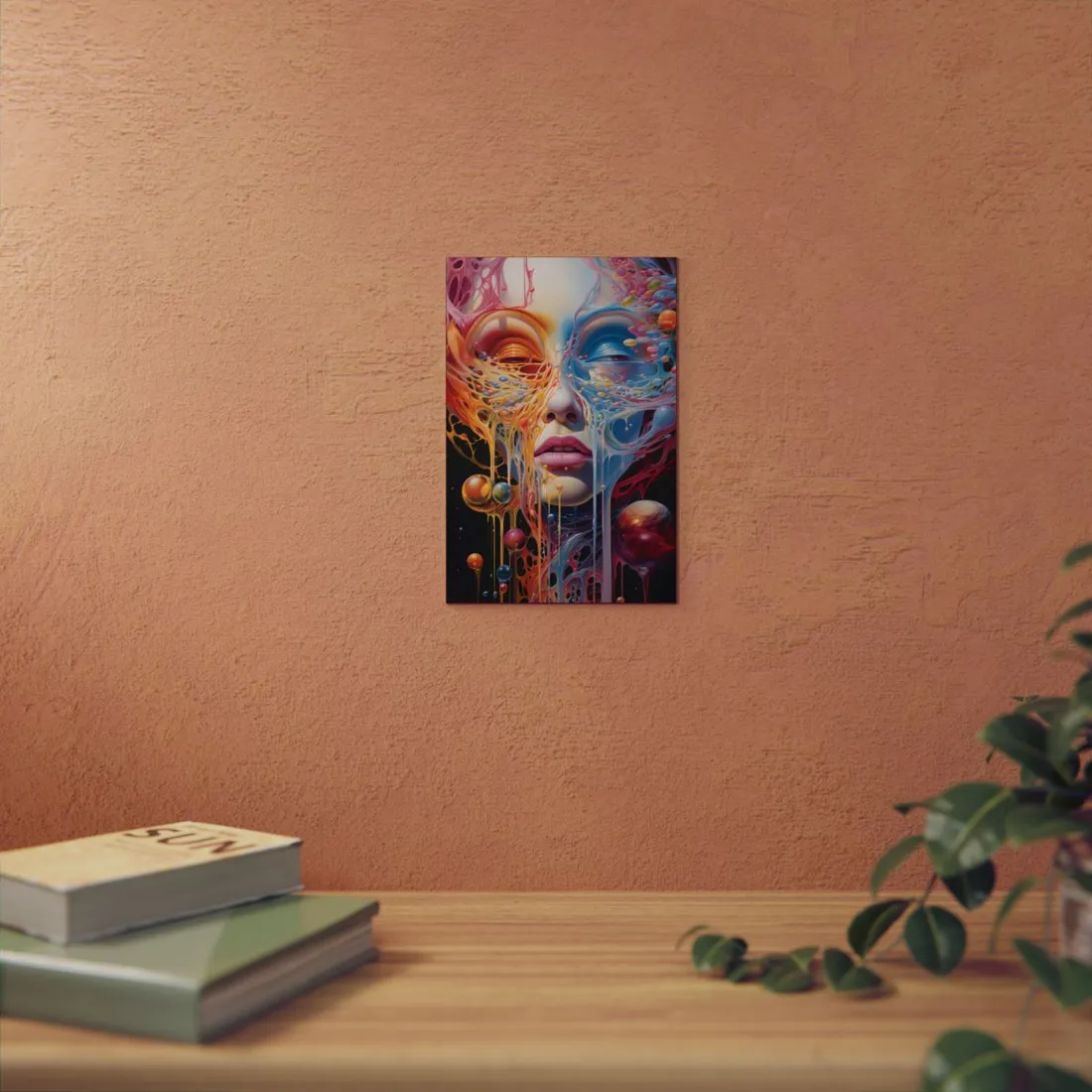 Melting Colors Portrait: Vibrant Paint-Drip Face Art - Metal Poster