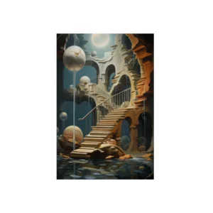 Moonlit Stairway Dreamscape Metal Poster