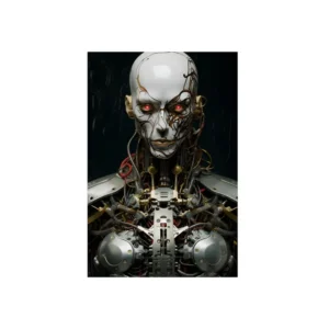 Android Head with Red Eyes Metal Poster