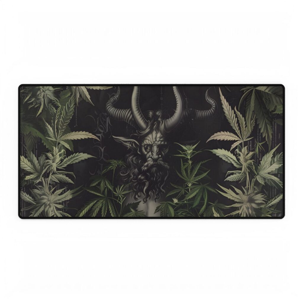 Menacing Victorian Devil: Fiery Brimstone Artwork - Desk Mat