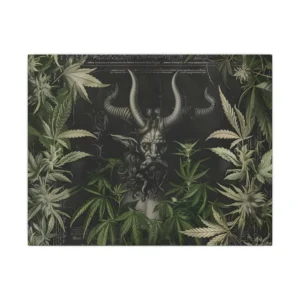Horned Devil Among Cannabis Leaves Canvas Print