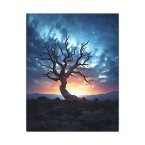 Bare Twisted Tree at Dusk Canvas Print