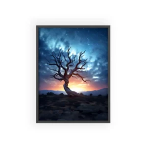 Bare Twisted Tree at Dusk Framed Poster