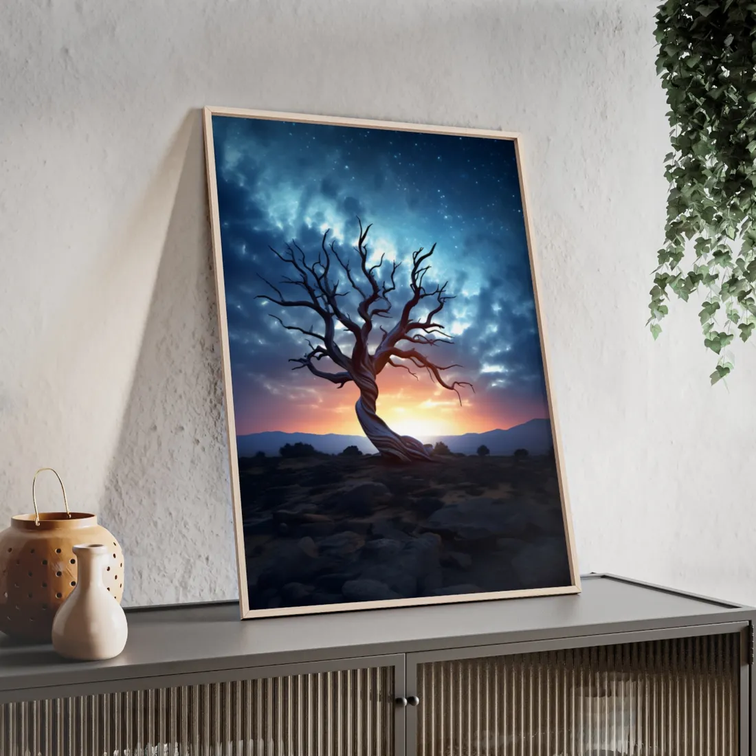 Mesmerizing Galactic Stargazing: A Serene Space - Framed Poster
